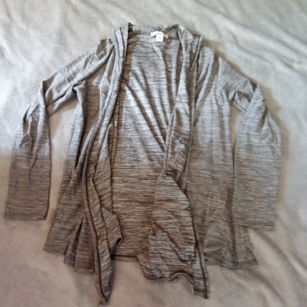Coldwater Creek Womens Small Grey Space Dye Open Front Waterfall Cardigan